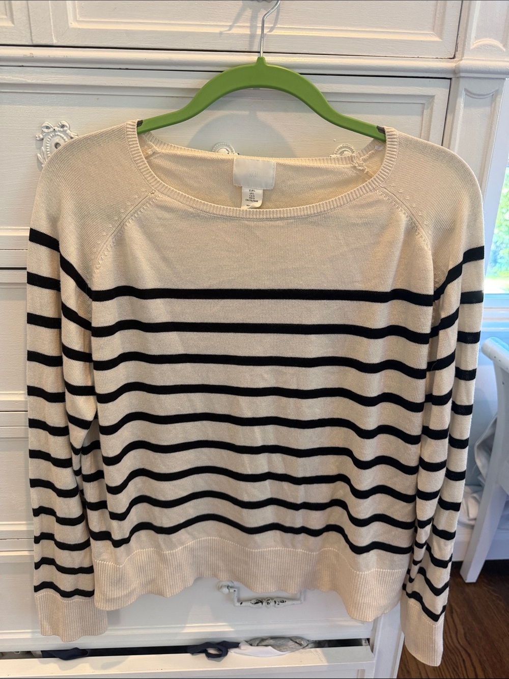 Striped Boatneck Sweater in Cream and Black
